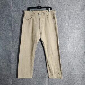 Levi Strauss 501 Jeans Mens 36x30 Khaki Tan Cone Denim Button Fly Straight Leg
